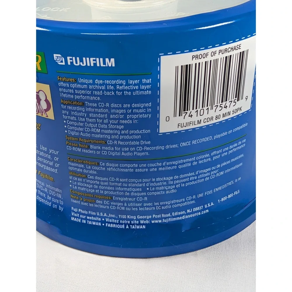Fujifilm CD-R 50 Pack 80 min 700MB/MO 48X Blank CD Discs CDR